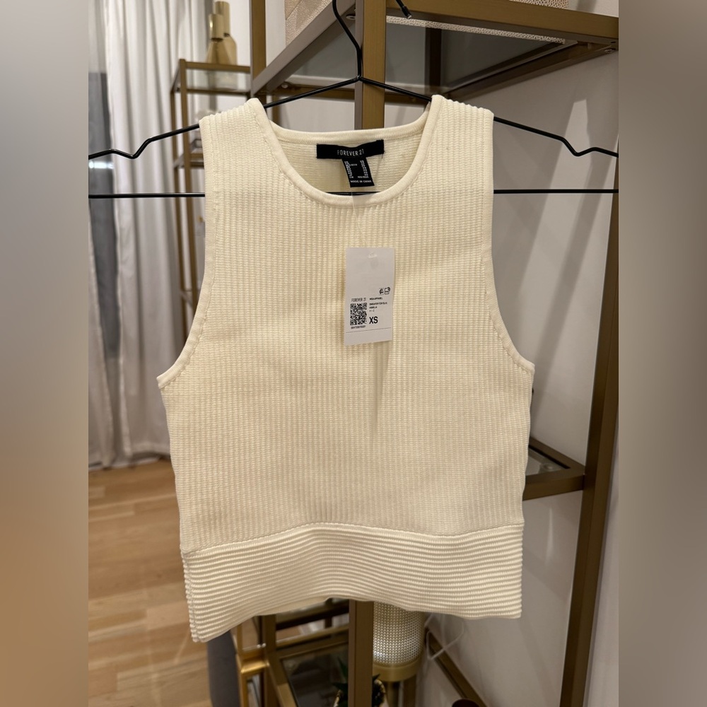 F21 white ribbed tank